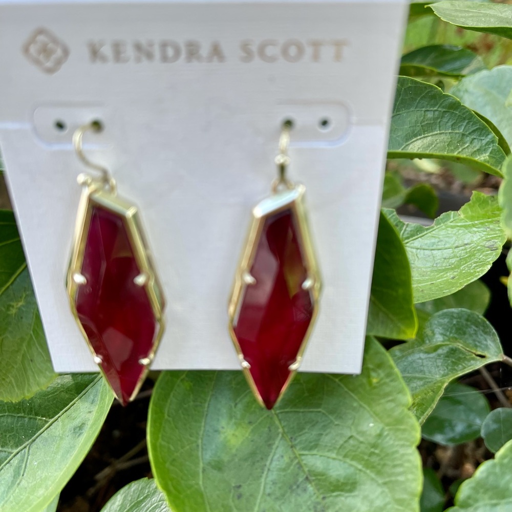 Kendra Scott Geometric Stone Ruby Red Earrings - image 6
